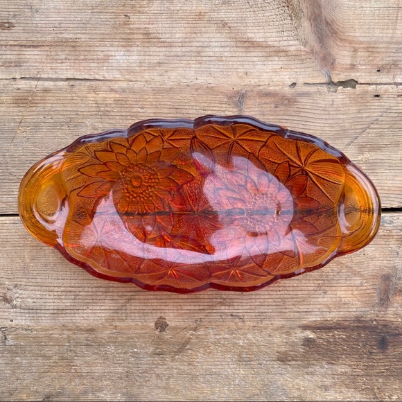 Vintage Amber Colored Candy Dish